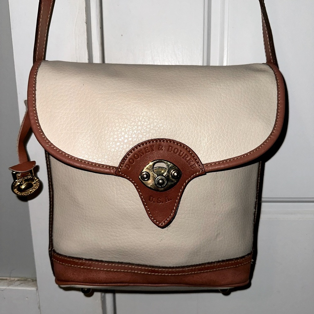Dooney & Bourke Cream and Tan Leather Shoulder Bag